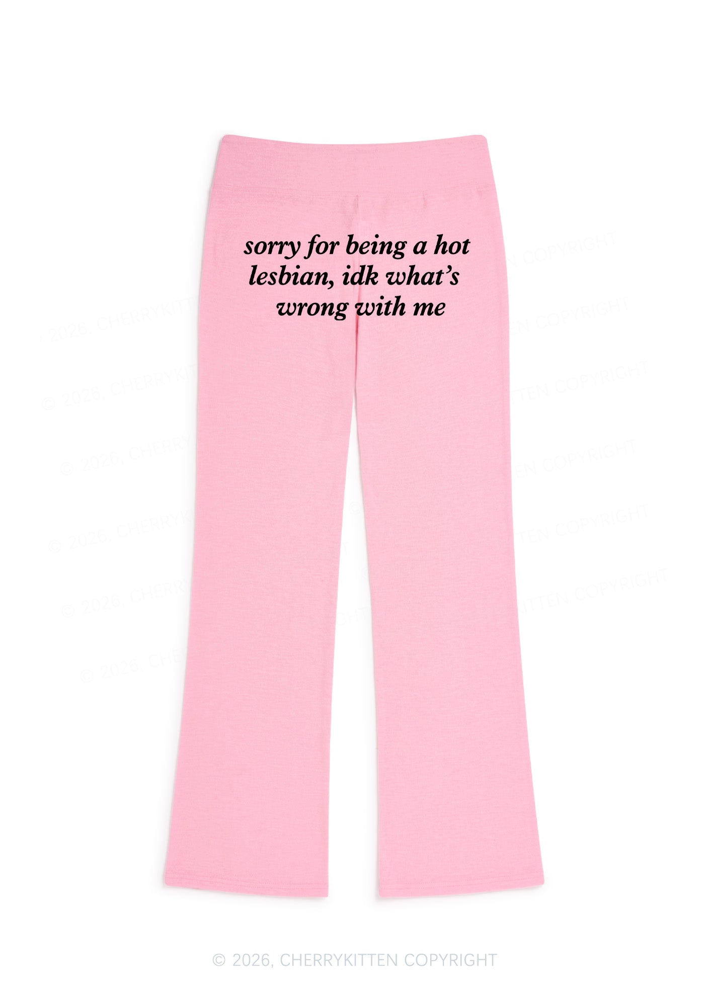 Sorry For Being Hot Lesbian Pride Y2K Low Rise Drawstring Flare Pants Cherrykitten