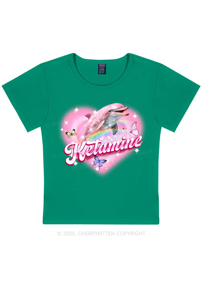 Pink K Dolphin Y2K Baby Tee Cherrykitten