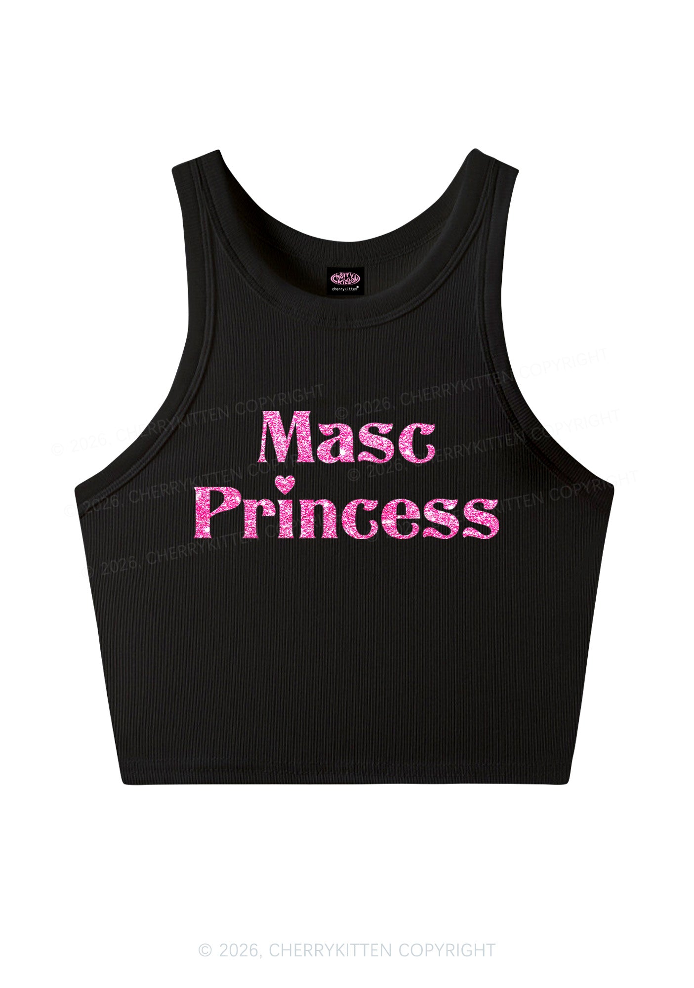 Glitter Masc Princess Pride Y2K Crop Tank Top Cherrykitten