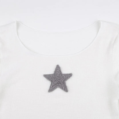 Stars Crew Neck Long Sleeve Casual Hot Girl Top Cherrykitten