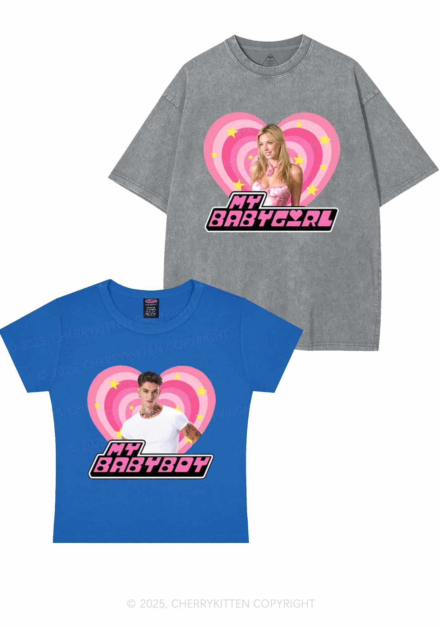 Custom Photo My Baby Y2K Valentine's Day Couple Shirt Cherrykitten