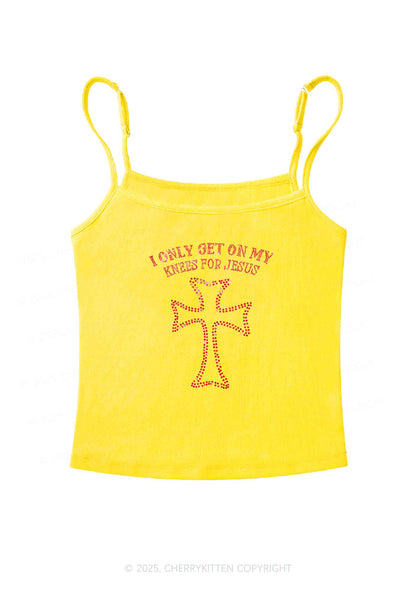 Rhinestone Get On Knees For Jesus Y2K Spaghetti Strap Cami Cherrykitten