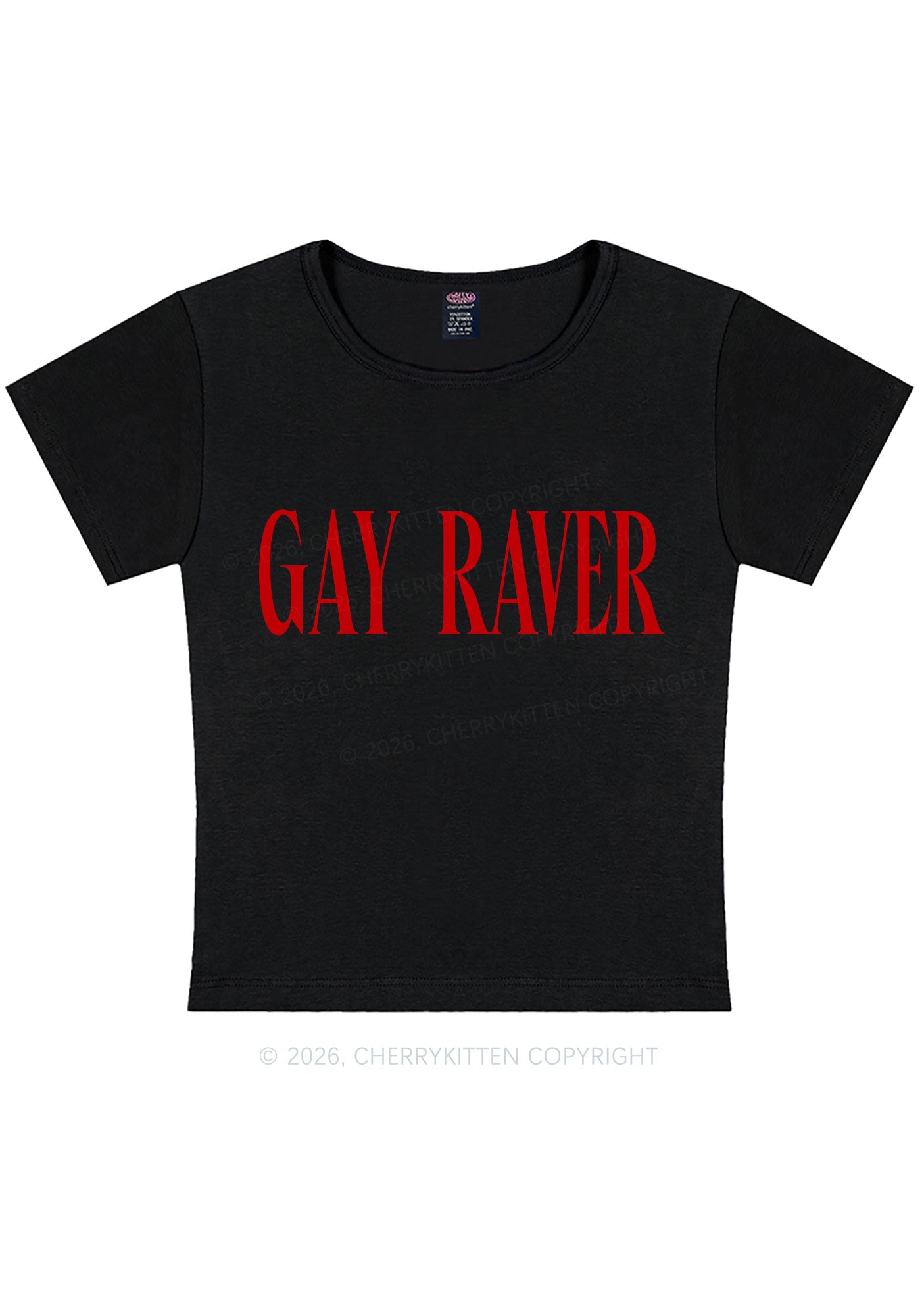 Gay Raver Pride Y2K Baby Tee Cherrykitten