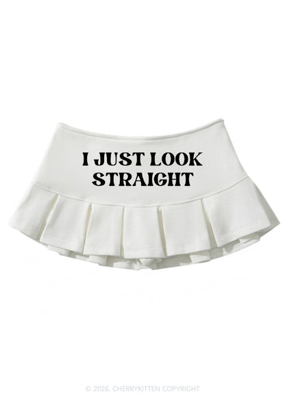 I Just Look Straight Pride Y2K Mini Pleated Skirts Cherrykitten