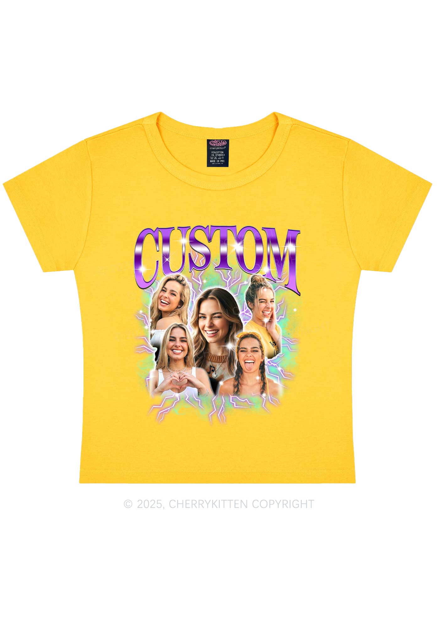Custom Collage Portrait Y2K Baby Tee Cherrykitten