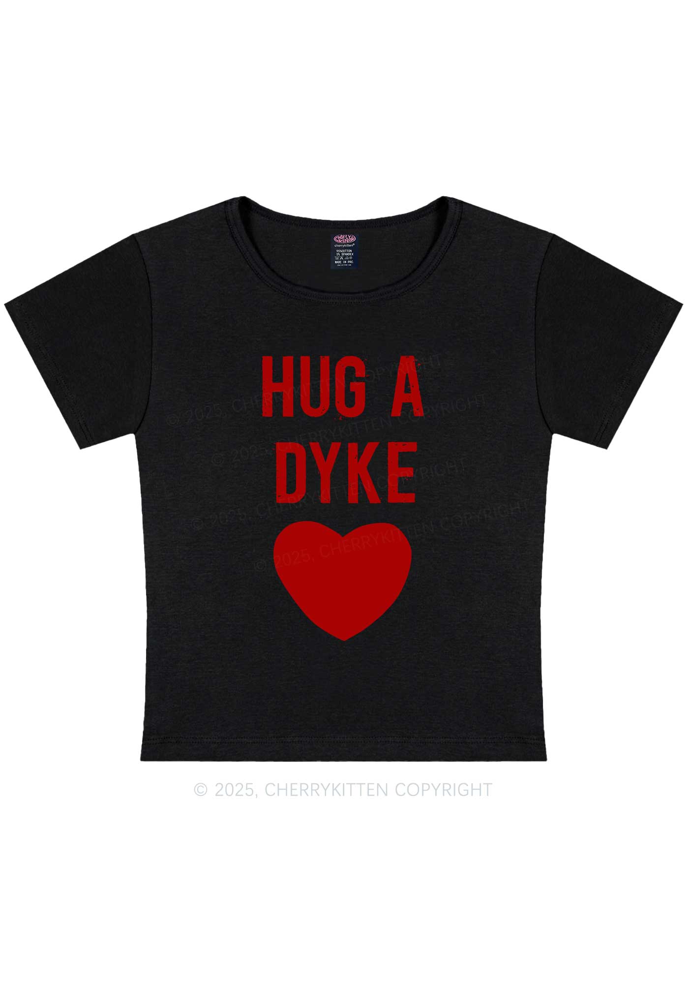 Hug A Dyke Y2K Baby Tee Cherrykitten