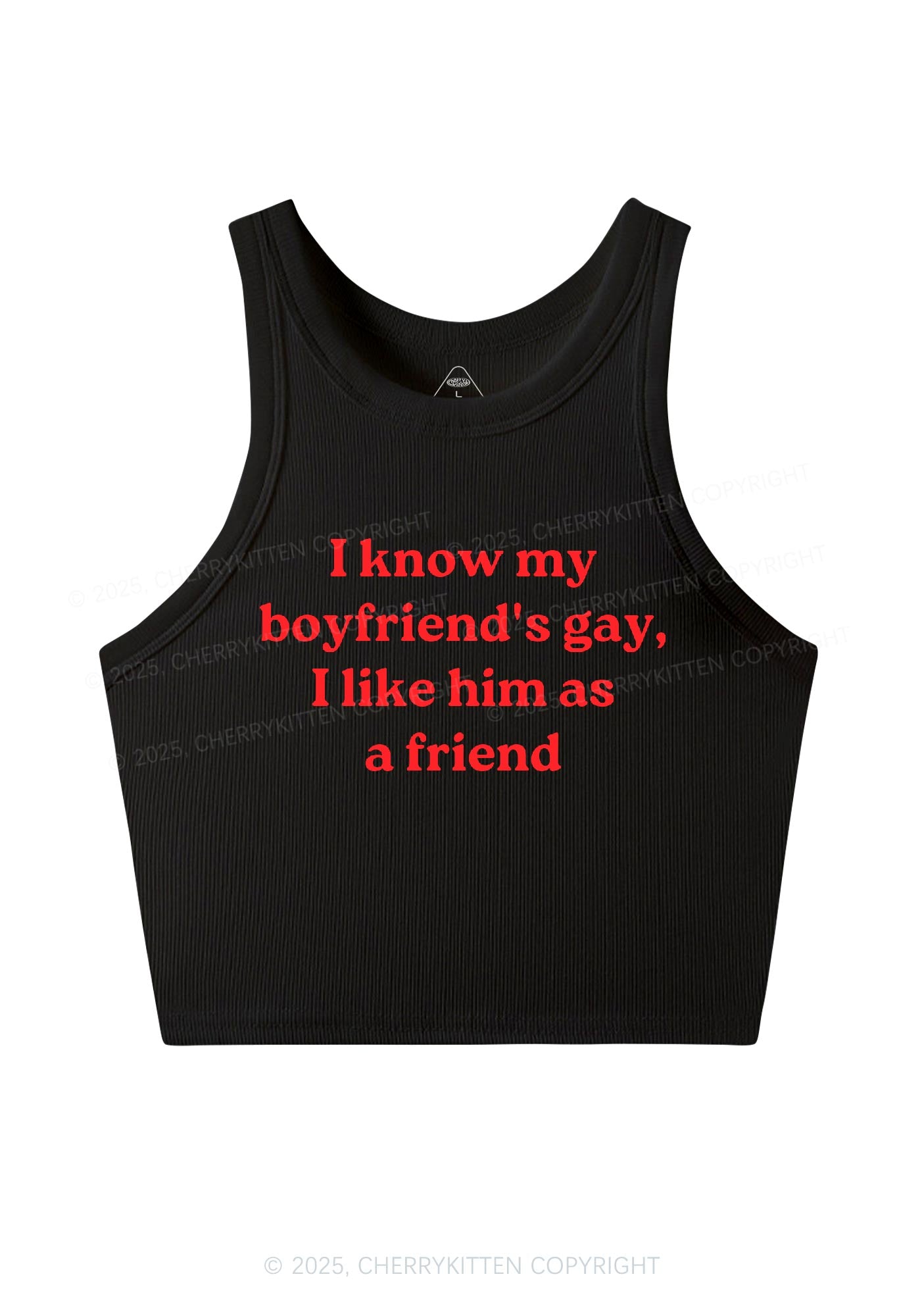 I Know My BF Is Gay Pride Y2K Crop Tank Top Cherrykitten