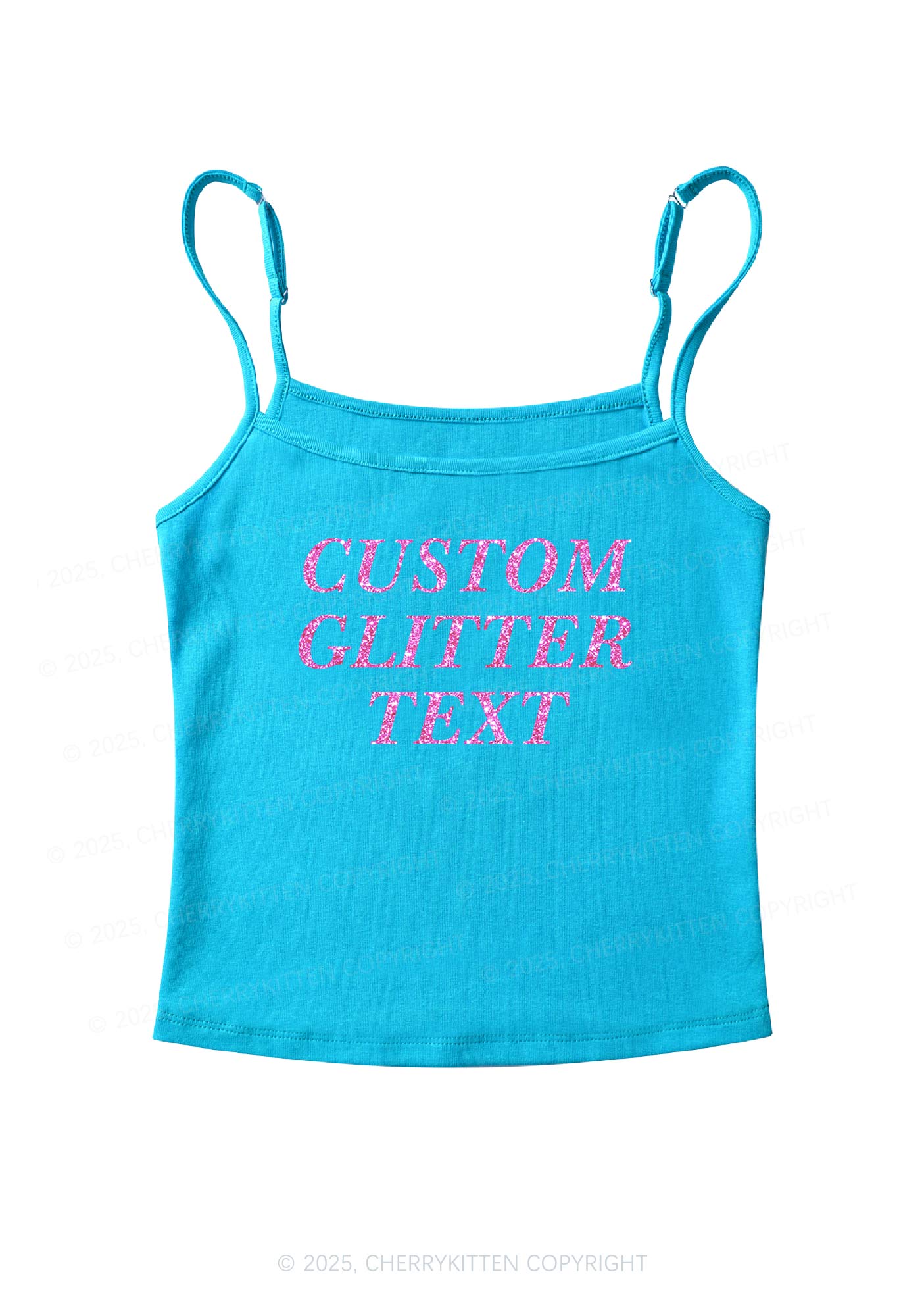 Custom Text Glitter Y2K Spaghetti Strap Cami Cherrykitten