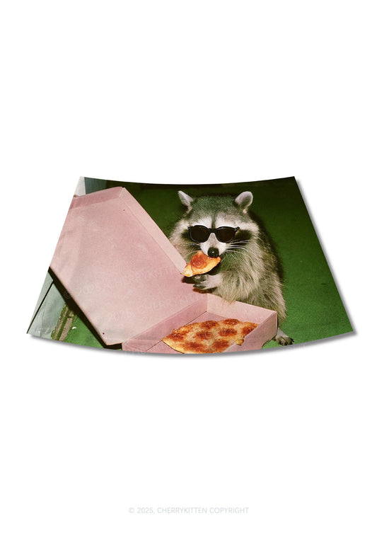 Shades Raccoon Pizza Y2K Print Mini Skirt Cherrykitten