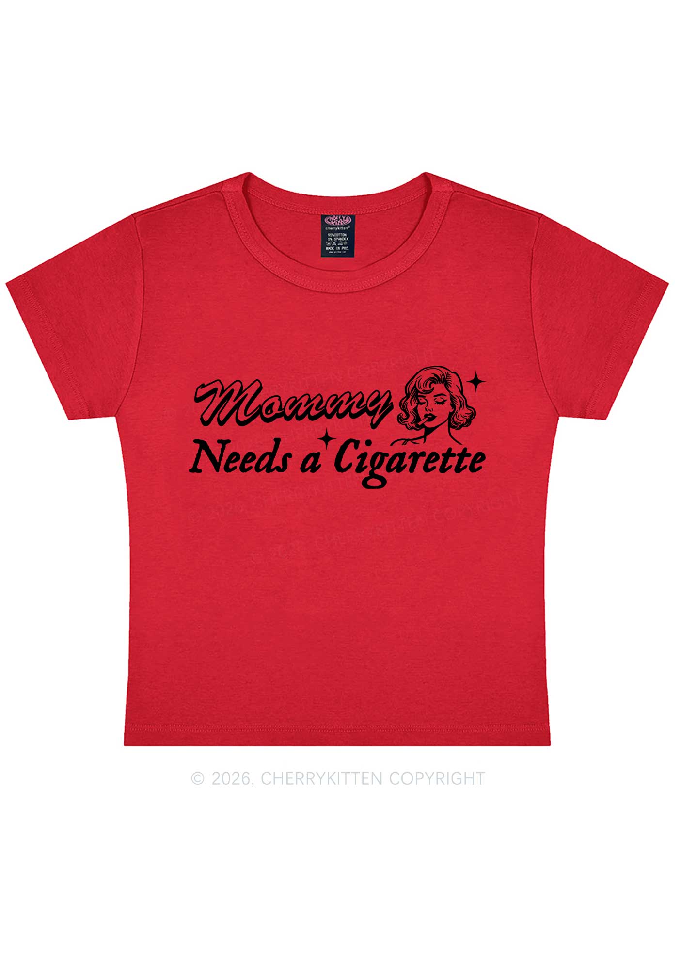 Mommy Needs Cigarette Y2K Baby Tee Cherrykitten