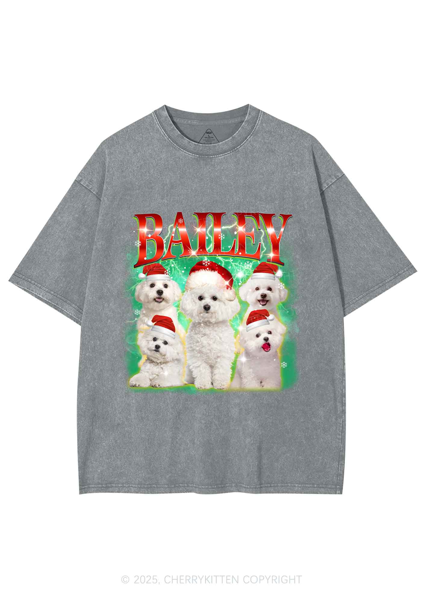 Custom Christmas Puppy Y2K Shirts Washed Tee Cherrykitten