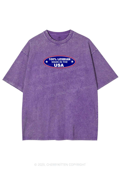 Lesbian Made In USA Y2K Shirts Washed Tee Cherrykitten