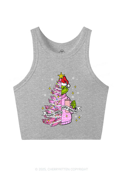 Christmas Sorta Merry Y2K Crop Tank Top Cherrykitten