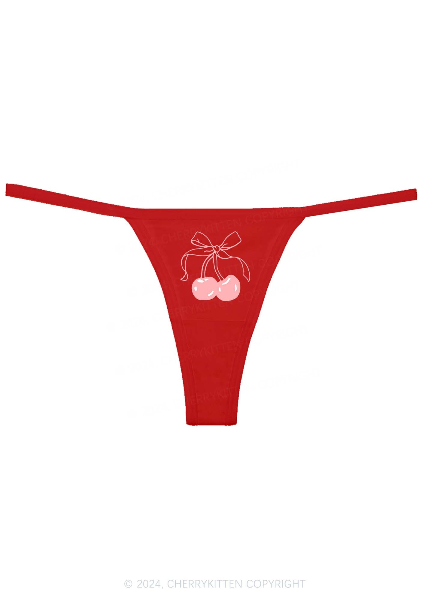 Bow Cherry Y2K Flat String Thong Cherrykitten