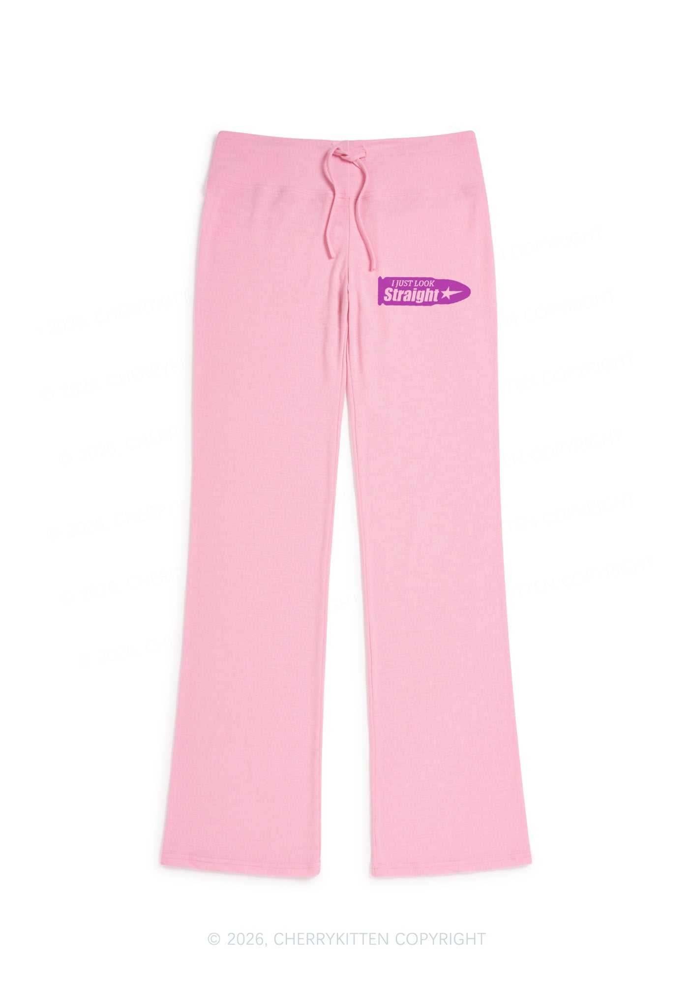 I Just Look Straight Pride Y2K Low Rise Drawstring Flare Pants Cherrykitten