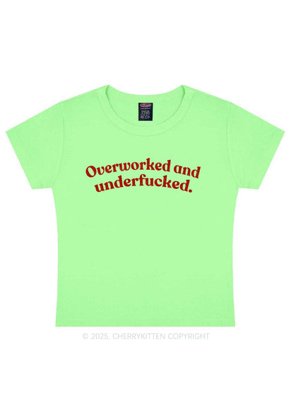 Overworked And Underfxcked Y2K Baby Tee Cherrykitten