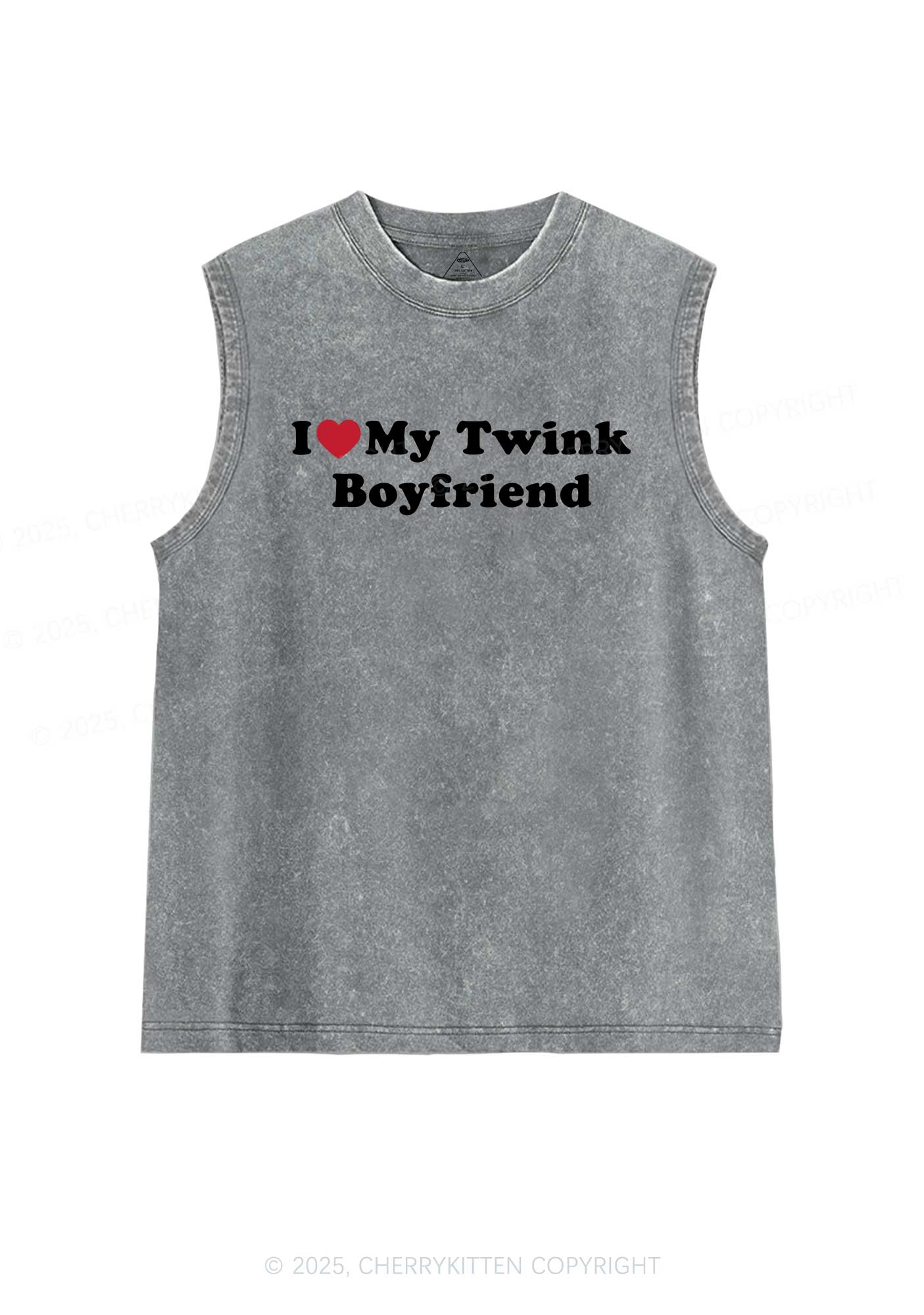 I Love My Twink BF Pride Y2K Washed Muscle Tank Cherrykitten