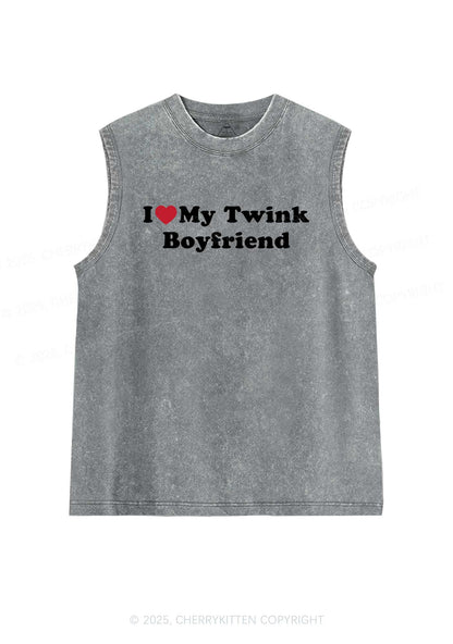 I Love My Twink BF Pride Y2K Washed Muscle Tank Cherrykitten