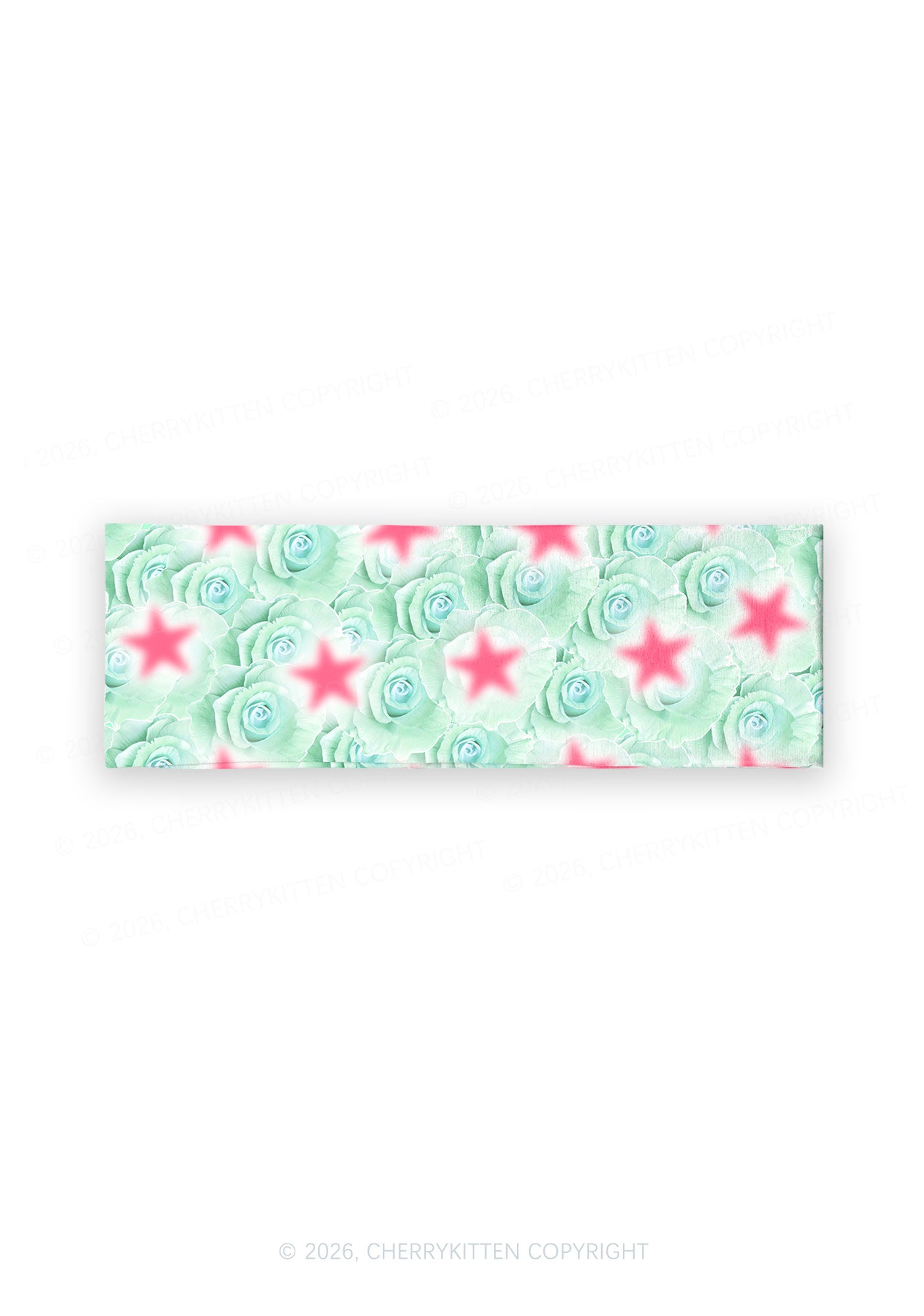 Mint Green Rose Pink Star Y2K Print Headband Cherrykitten