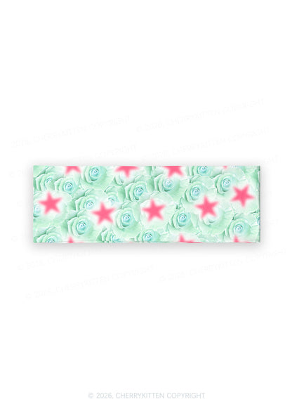 Mint Green Rose Pink Star Y2K Print Headband Cherrykitten