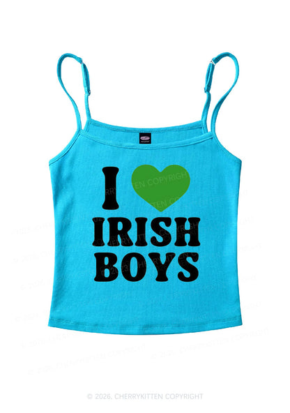 I Love Irish Boys St Patricks Y2K Spaghetti Strap Cami Cherrykitten
