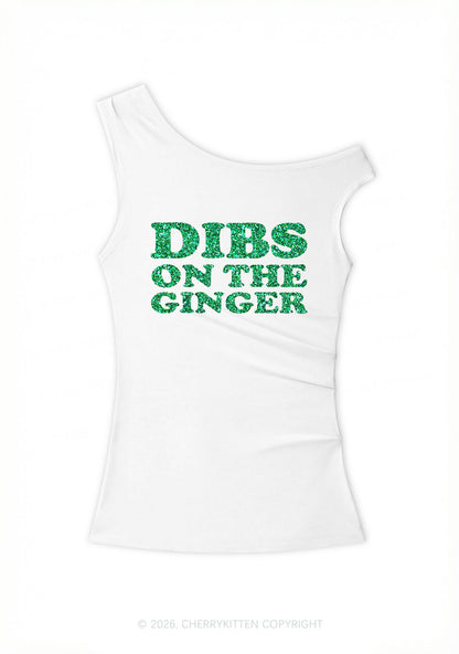 Glitter Dibs On The Ginger St Patricks Y2K Off Shoulder Tank Top Cherrykitten