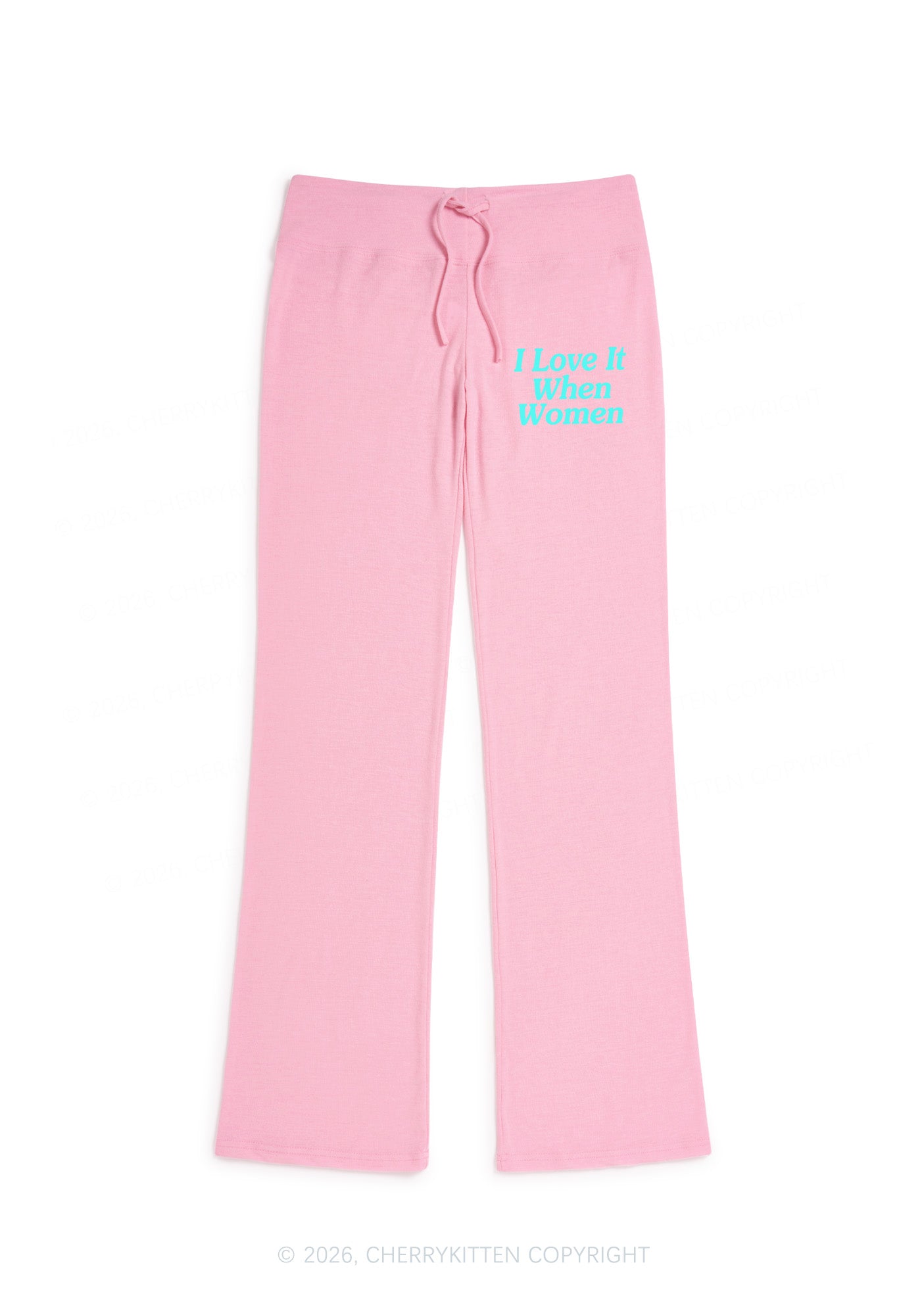 I Love It When Women Pride Y2K Low Rise Drawstring Flare Pants Cherrykitten
