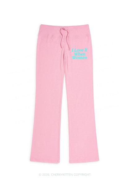 I Love It When Women Pride Y2K Low Rise Drawstring Flare Pants Cherrykitten