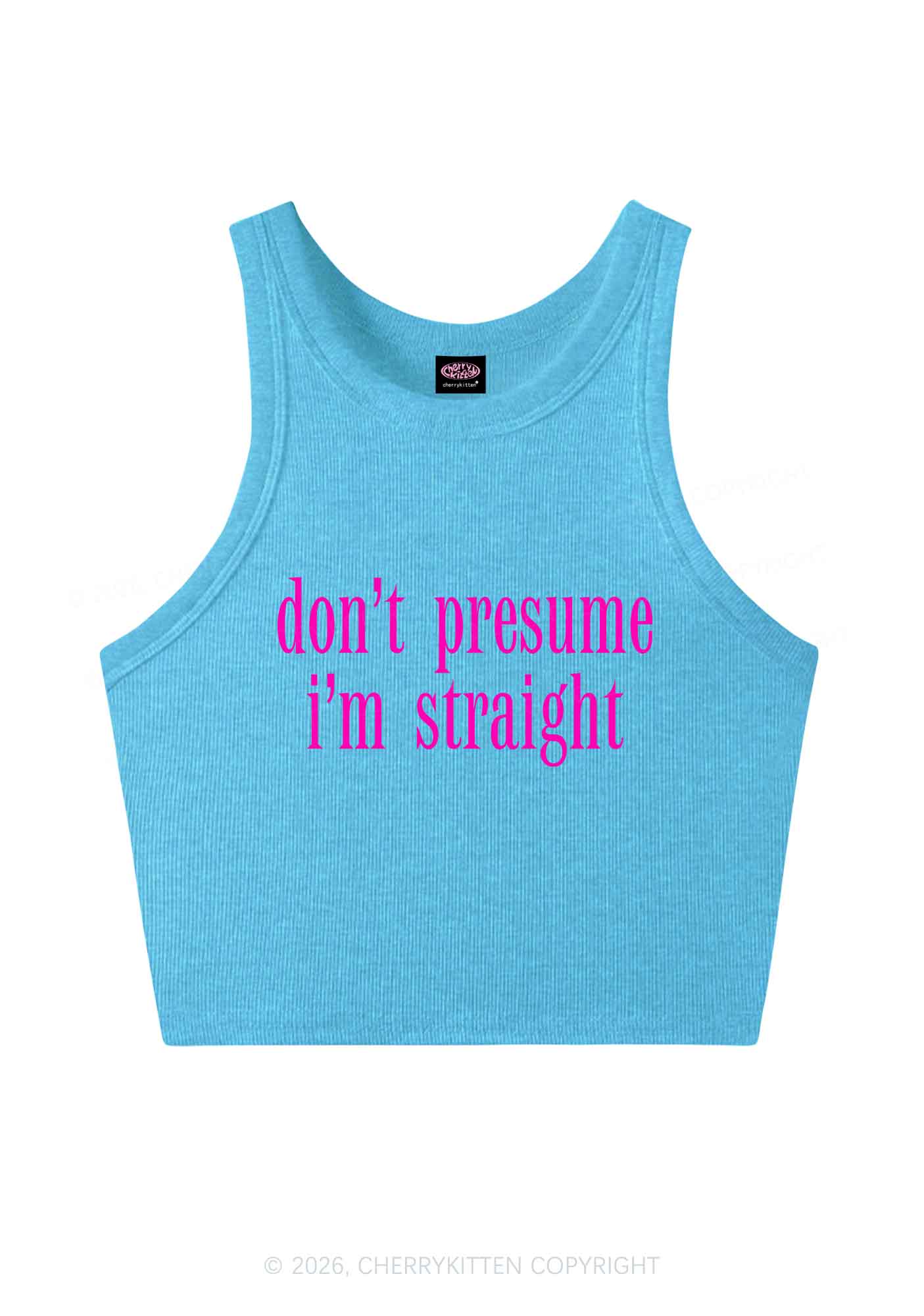 Dont Presume Im Straight Pride Y2K Crop Tank Top Cherrykitten