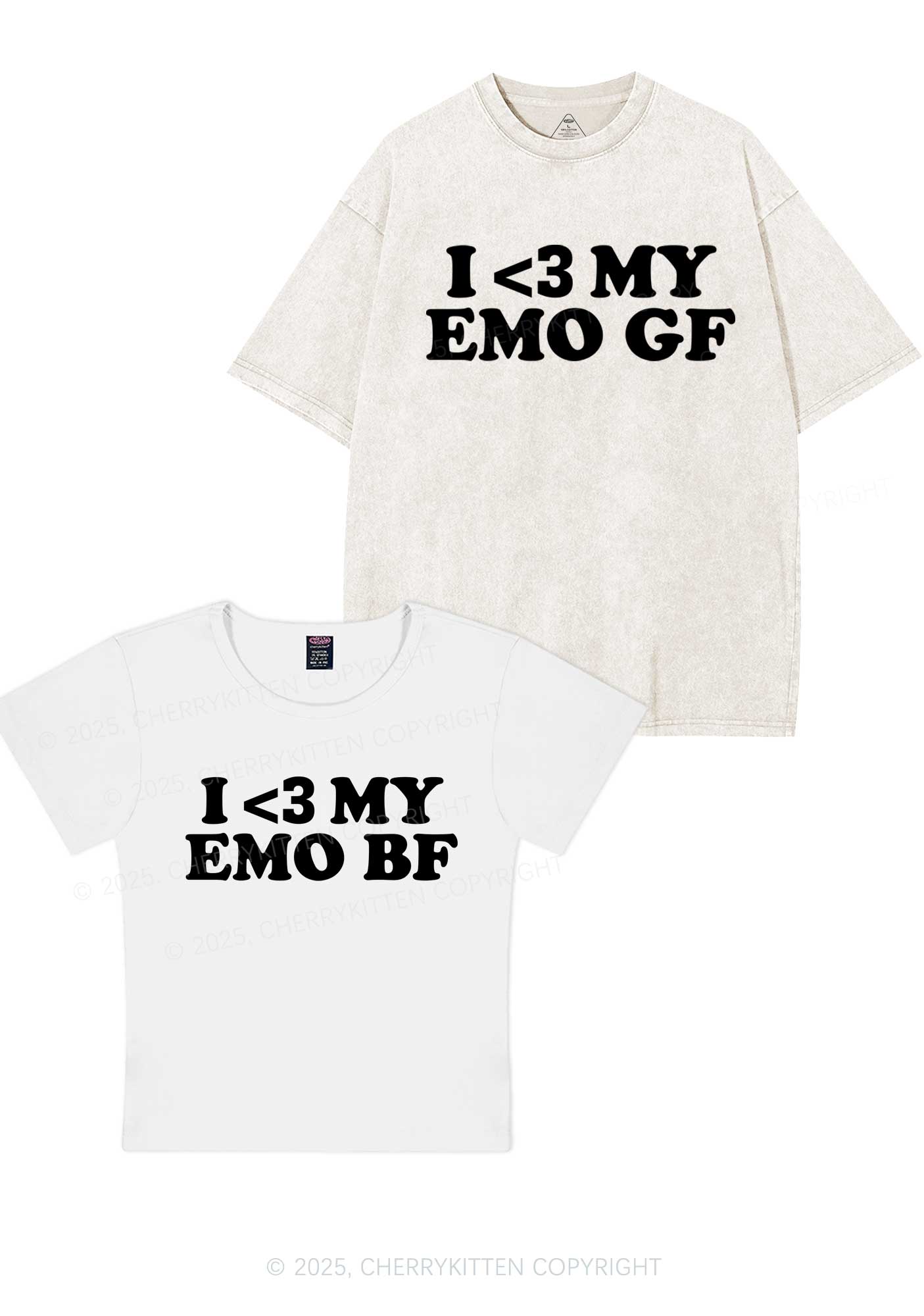 I Love My Emo BF GF Y2K Valentine's Day Couple Shirt Cherrykitten