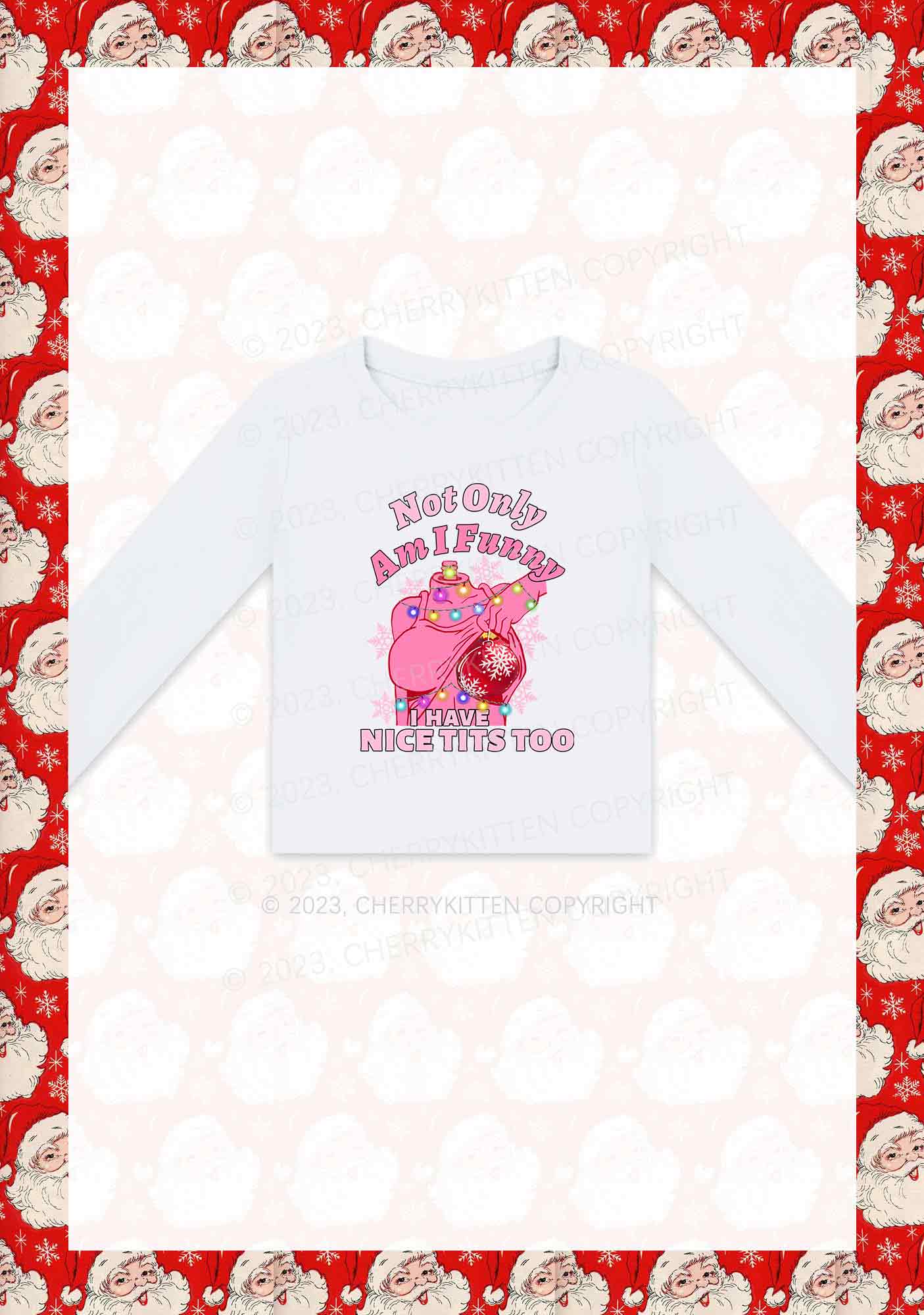 I Have Nice Dots Too Christmas Y2K Long Sleeve Crop Top Cherrykitten