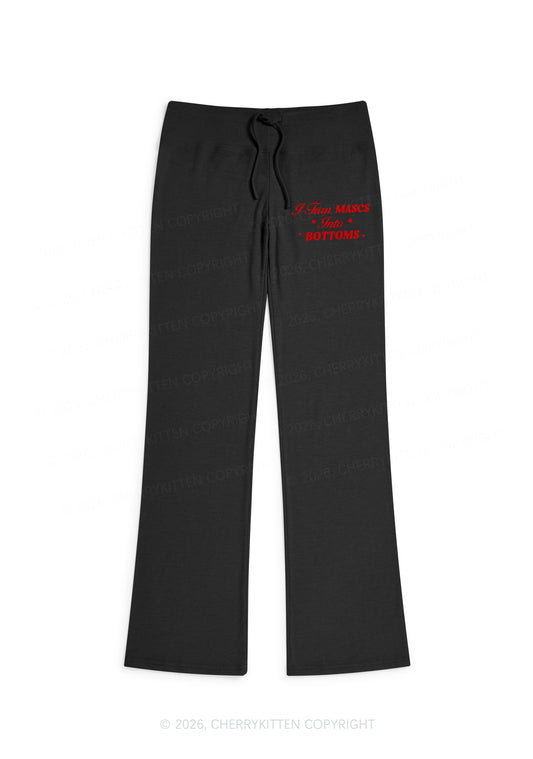 I Turn Mascs Into Bottoms Pride Y2K Low Rise Drawstring Flare Pants Cherrykitten