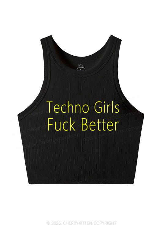 Techno Girls Fxxk Better Y2K Crop Tank Top Cherrykitten