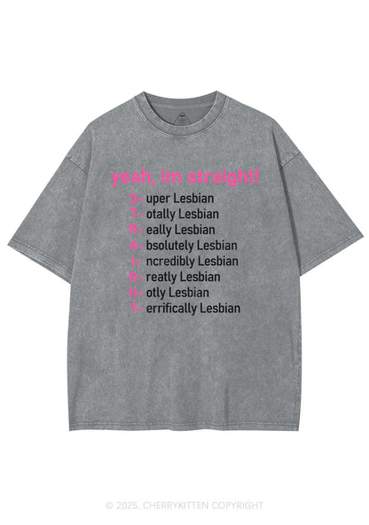 Straight Lesbian Y2K Shirts Washed Tee Cherrykitten