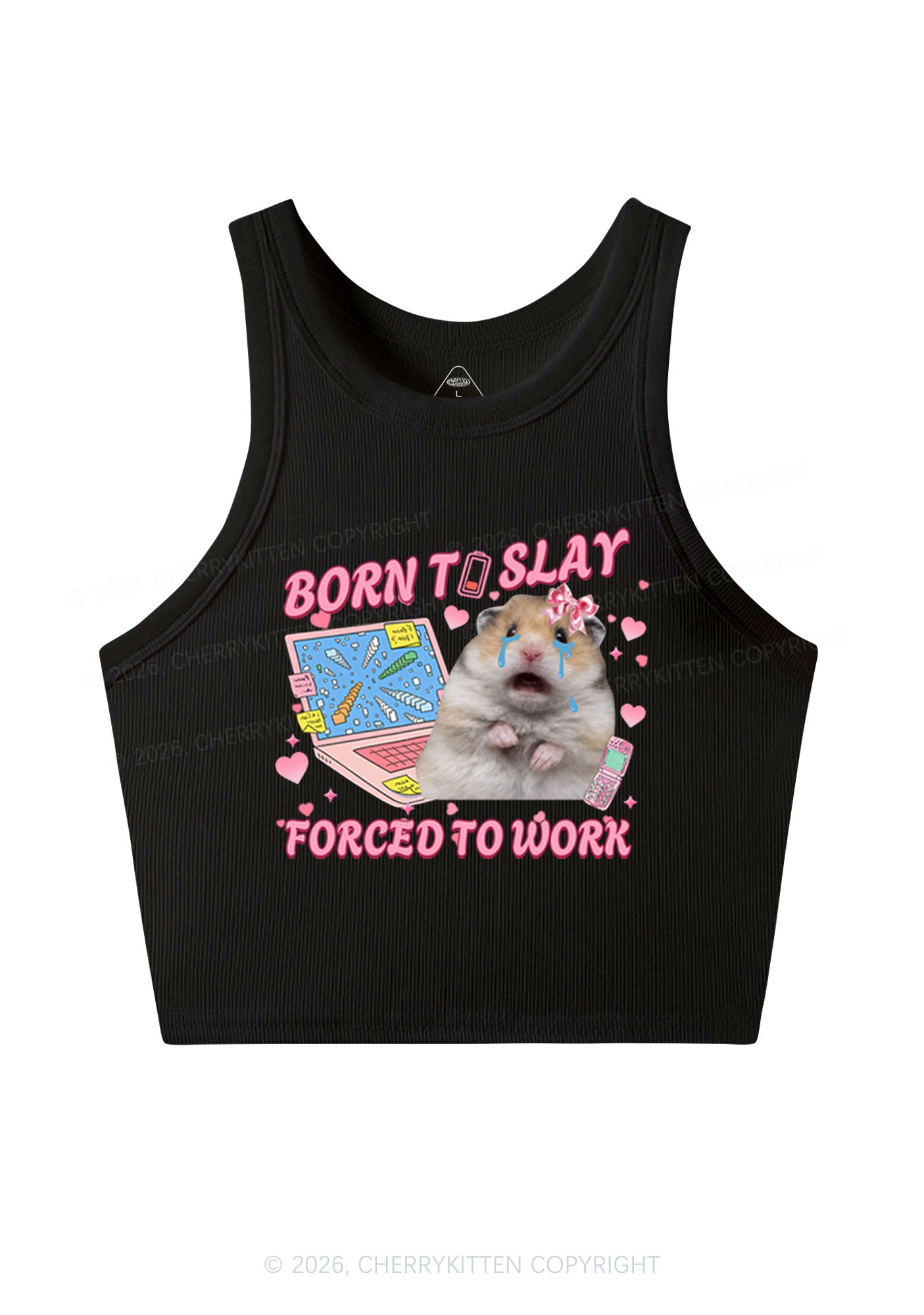 Custom Meme Born To Slay Y2K Crop Tank Top Cherrykitten