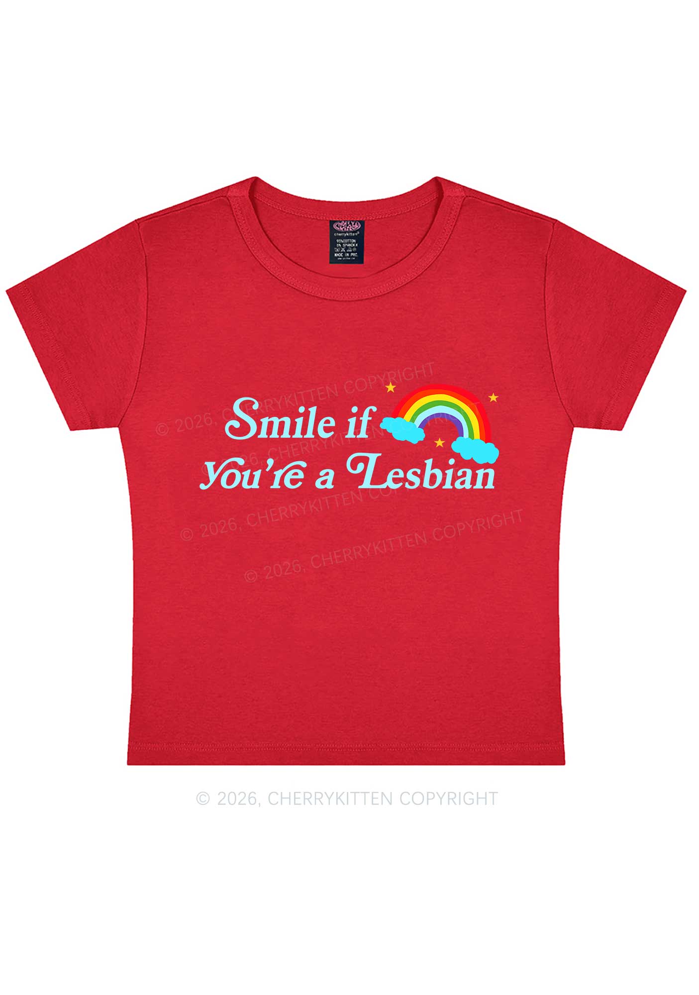 Smile If You Are Lesbian Pride Y2K Baby Tee Cherrykitten