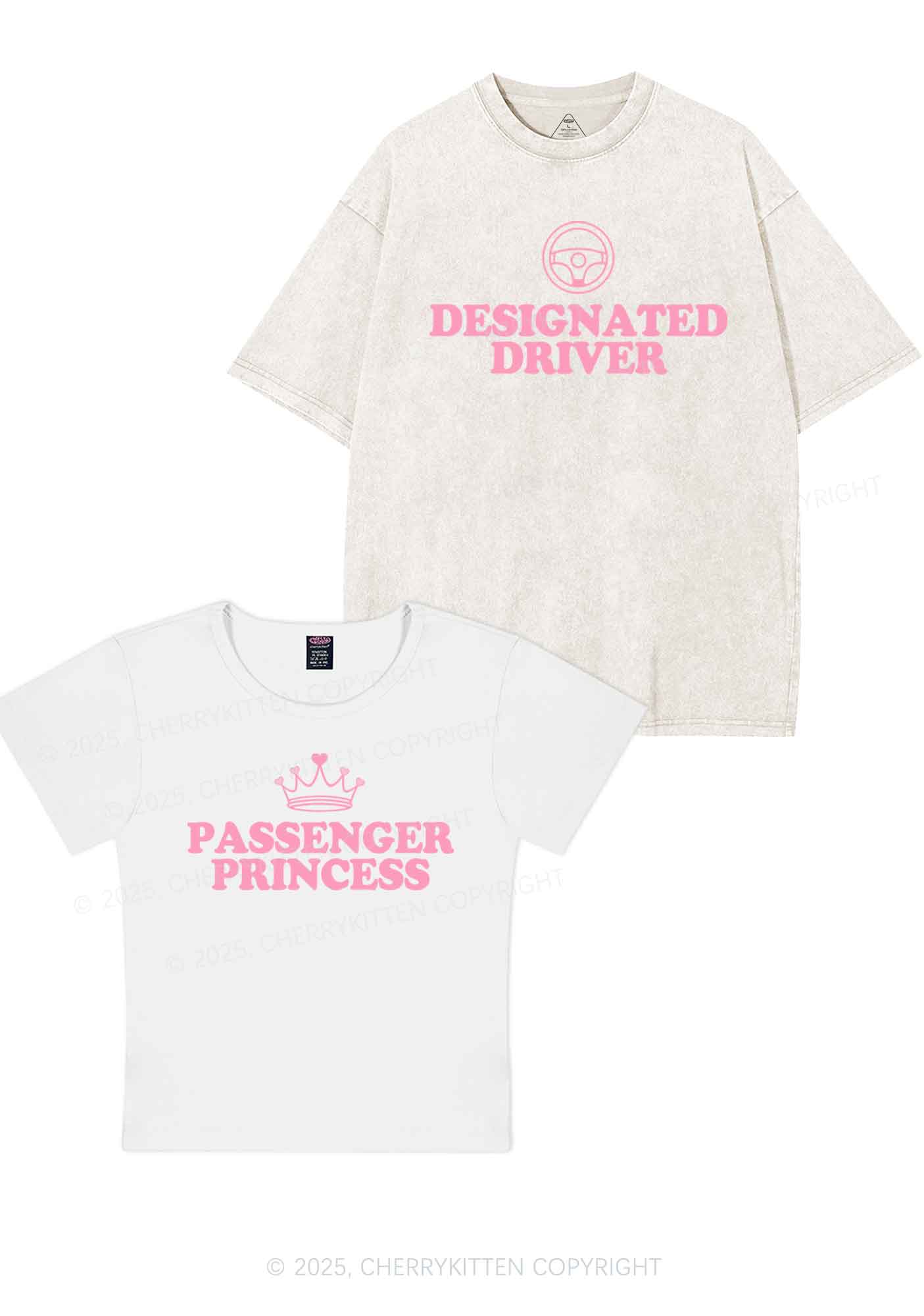 Passenger Princess Designated Driver Y2K Valentine's Day Couple Shirt Cherrykitten