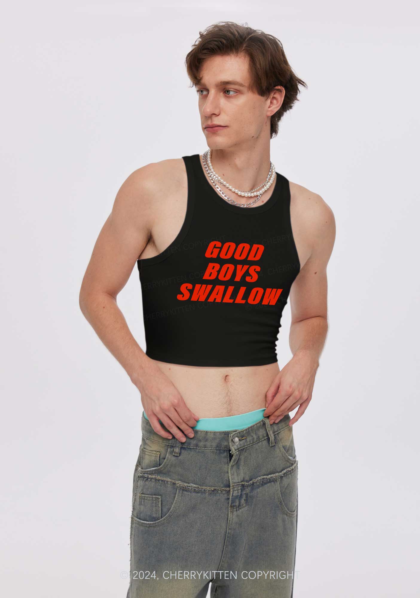 Good Boys Swallow Y2K Crop Tank Top Cherrykitten
