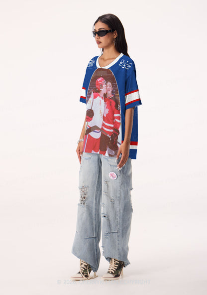 Blue Hockey Boys Kissing HR Y2K Sport Jersey Shirts Cherrykitten