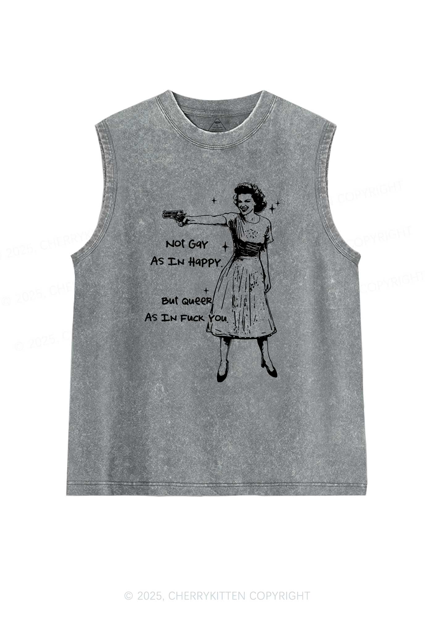 But Queer As In Pride Y2K Washed Muscle Tank Cherrykitten