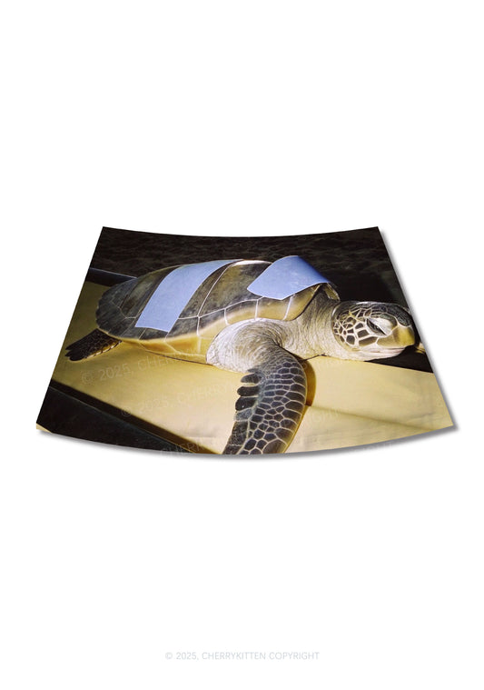 Turtle On Surfboard Y2K Print Mini Skirt Cherrykitten