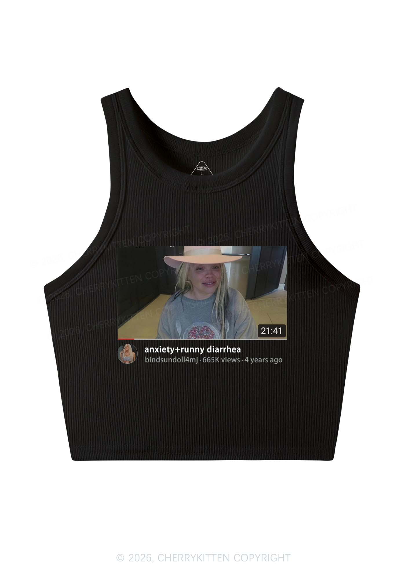 Anxiety Diarrhea Y2K Crop Tank Top Cherrykitten
