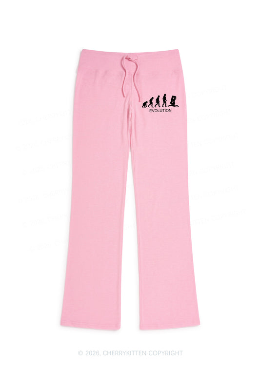 Lesbian Evolution Pride Y2K Low Rise Drawstring Flare Pants Cherrykitten