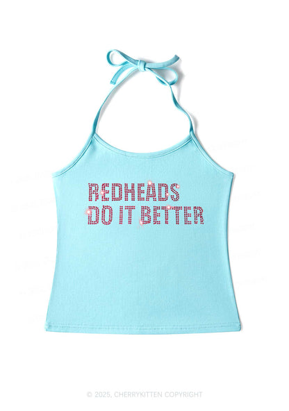 Rhinestone Redheads Do It Better Y2K Halter Neck Cami Cherrykitten