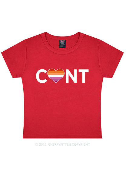 Lesbian Heart Cxxt Pride Y2K Baby Tee Cherrykitten