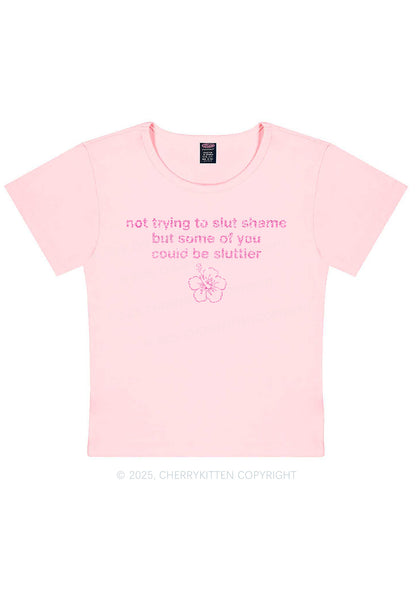 Glitter Not Trying To Slxt Shame Y2K Baby Tee Cherrykitten