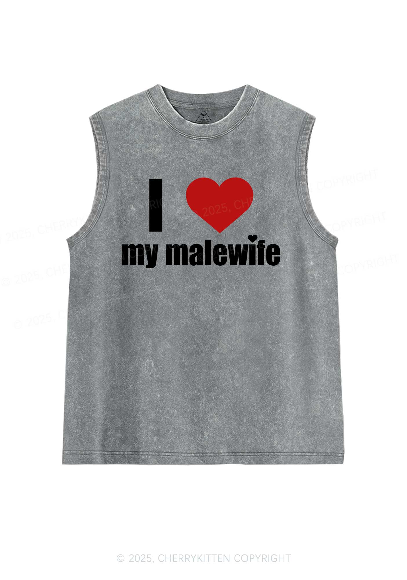 I Love My Malewife Pride Y2K Washed Muscle Tank Cherrykitten