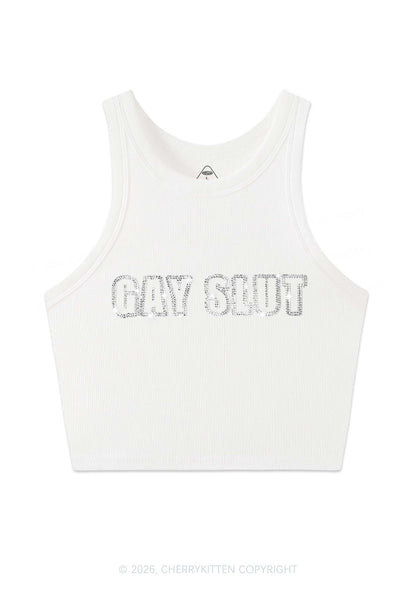 Rhinestone Gay Slxt Pride Y2K Crop Tank Top Cherrykitten