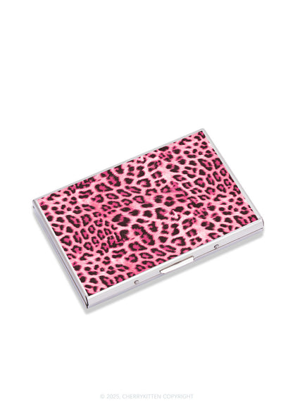 Pink Leopard Y2K Mirror Cigarette Case Cherrykitten