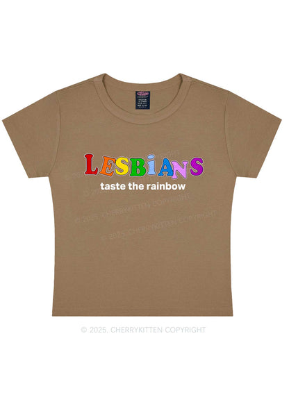 Lesbians Taste The Rainbow Y2K Baby Tee Cherrykitten